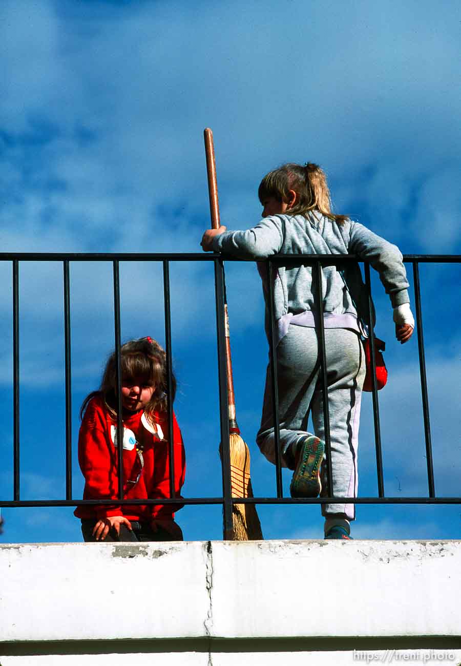 Two girls and a broom, march 1988.