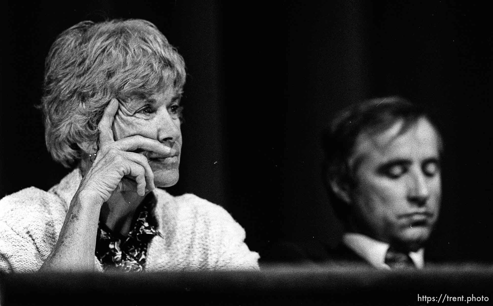 Bored commisioners at Clean Air Meeting. State Air Conservation Committee hearing. Emily Hall at left.