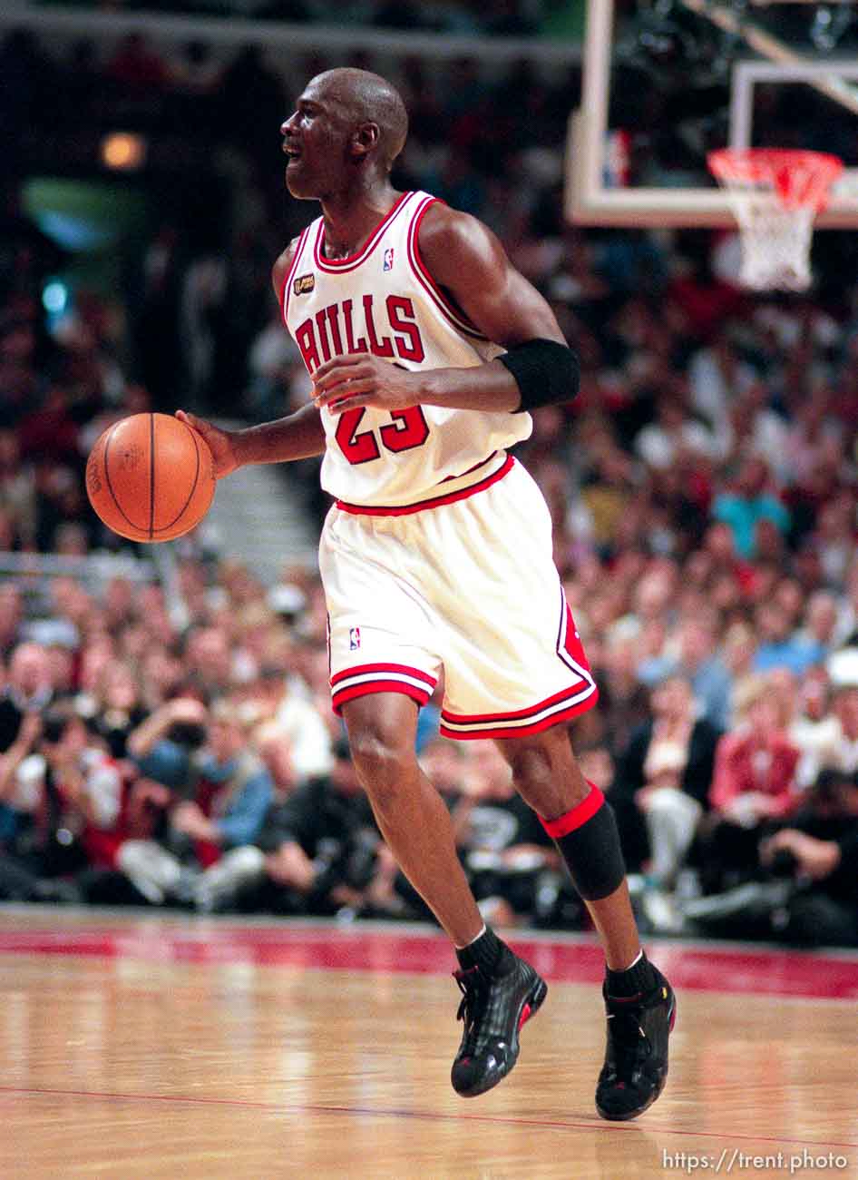 Michael Jordan at Jazz vs. Bulls, game 3 of the NBA Finals. Bulls won