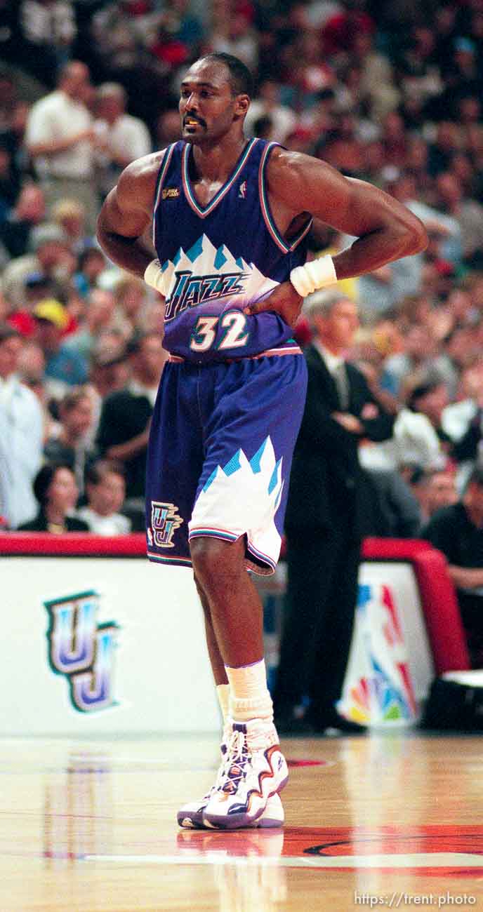 Karl Malone at Jazz vs. Bulls, game 3 of the NBA Finals. Bulls won