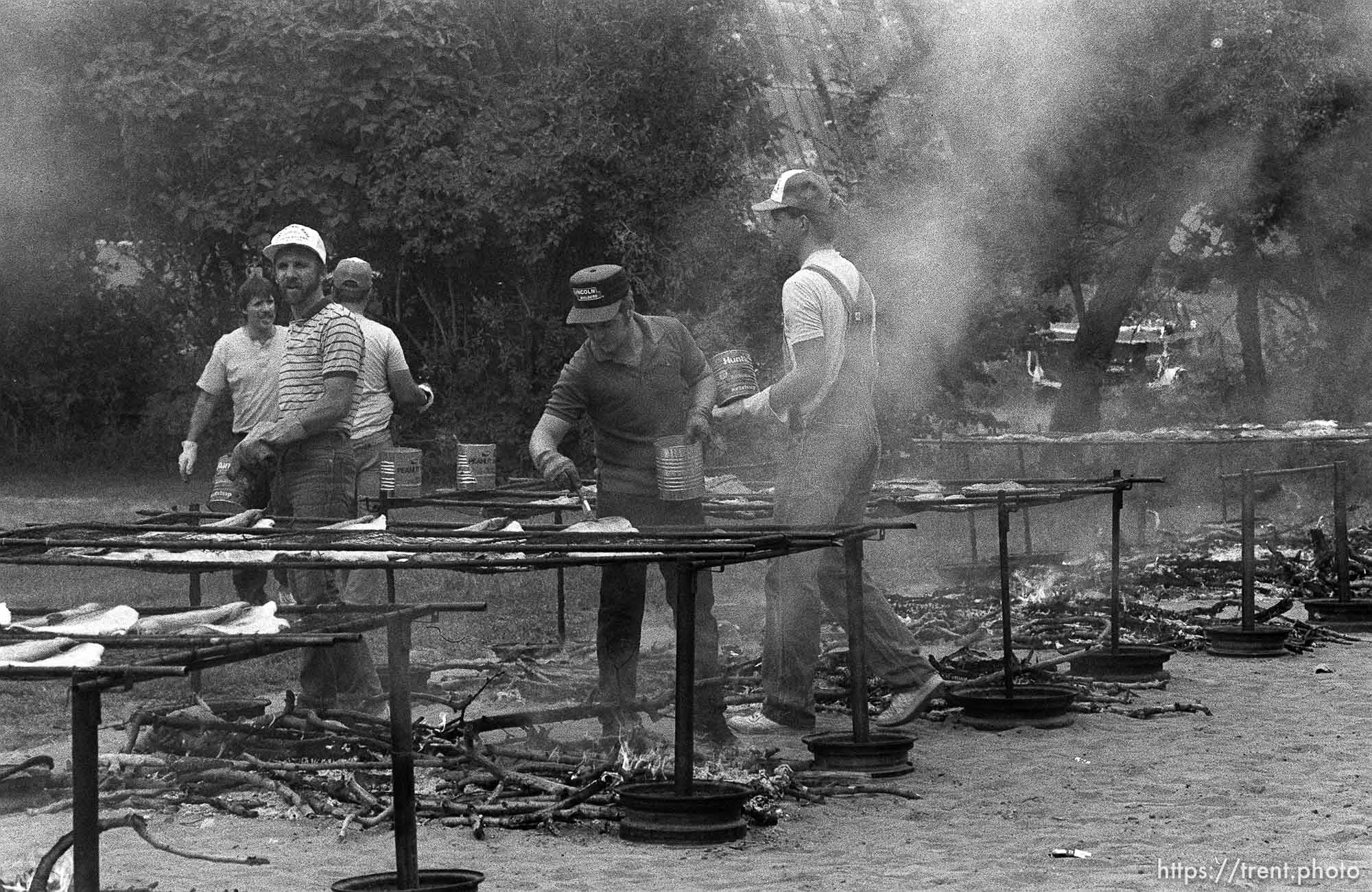 Cooking at the 34th annual Salmon Supper at Memorial Park.