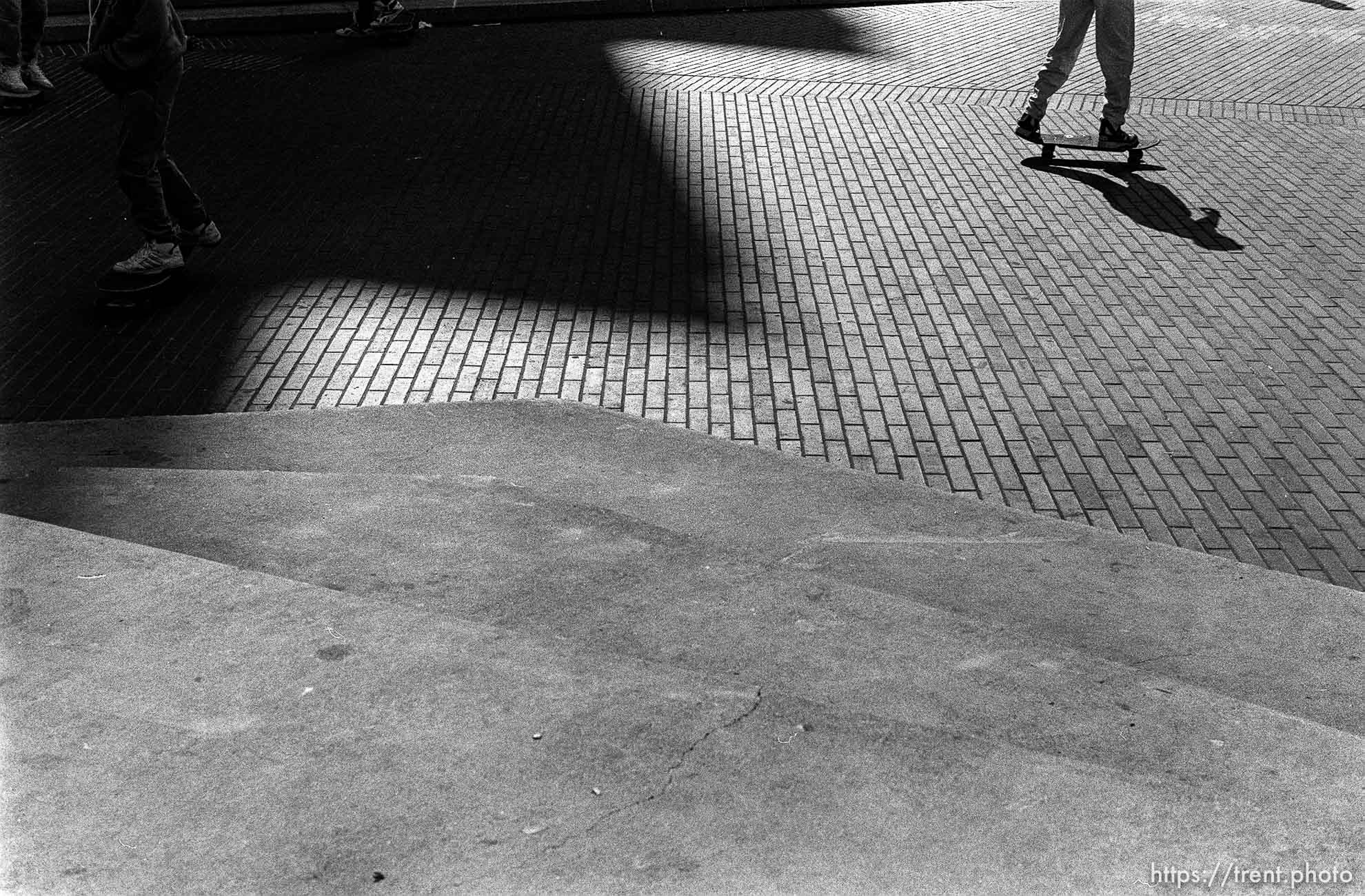 Skateboarders in Justin Herman Plaza.