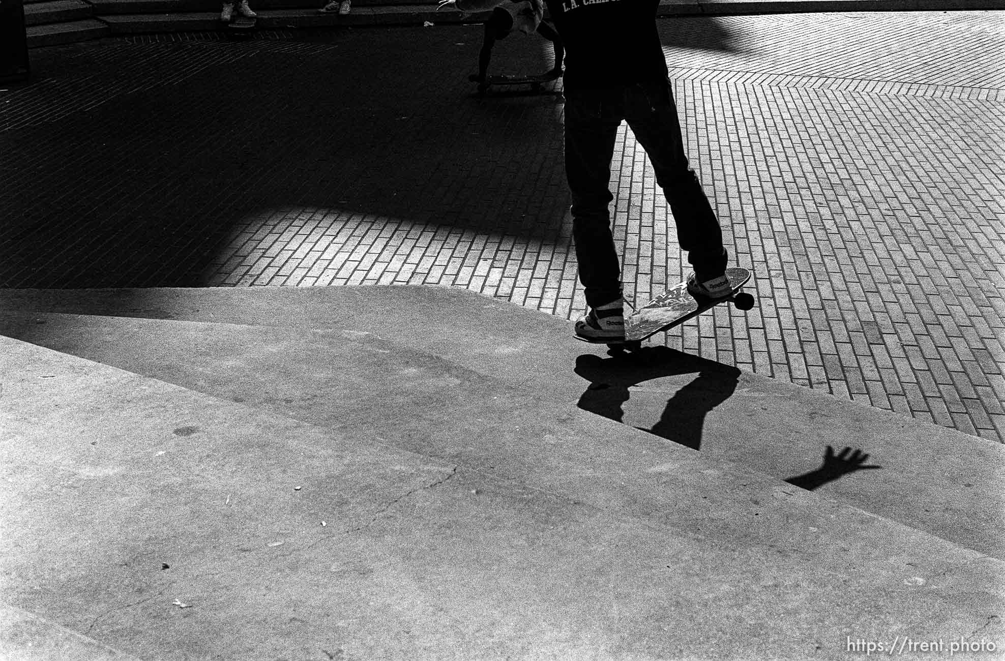 Skateboarders in Justin Herman Plaza.