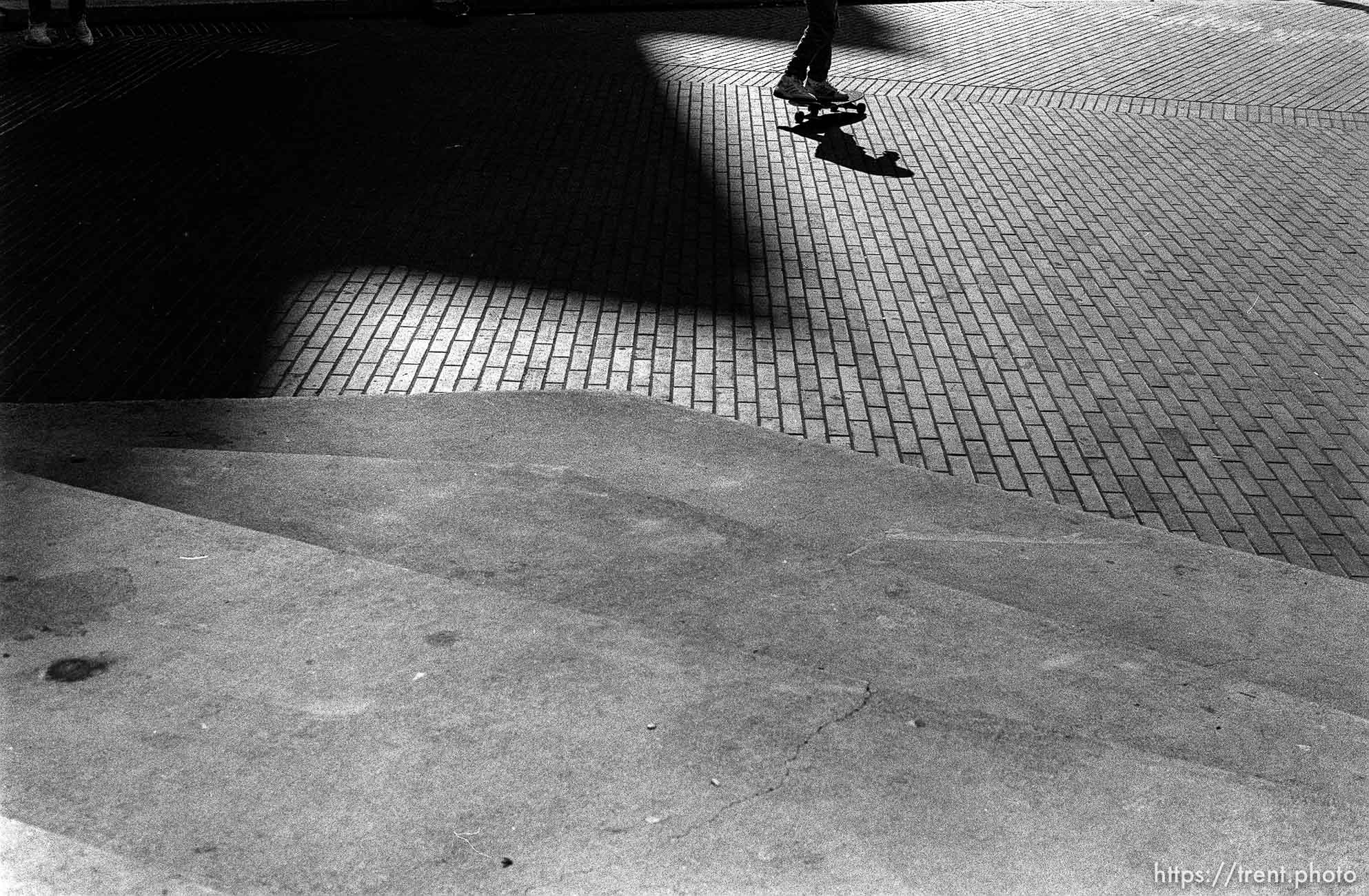 Skateboarders in Justin Herman Plaza.