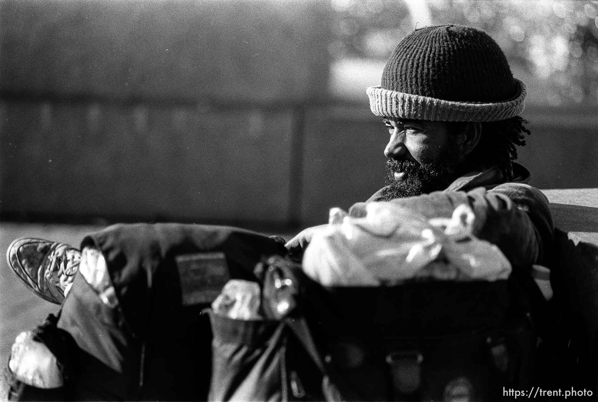 Homeless man on Market Street, Sepember 1988.