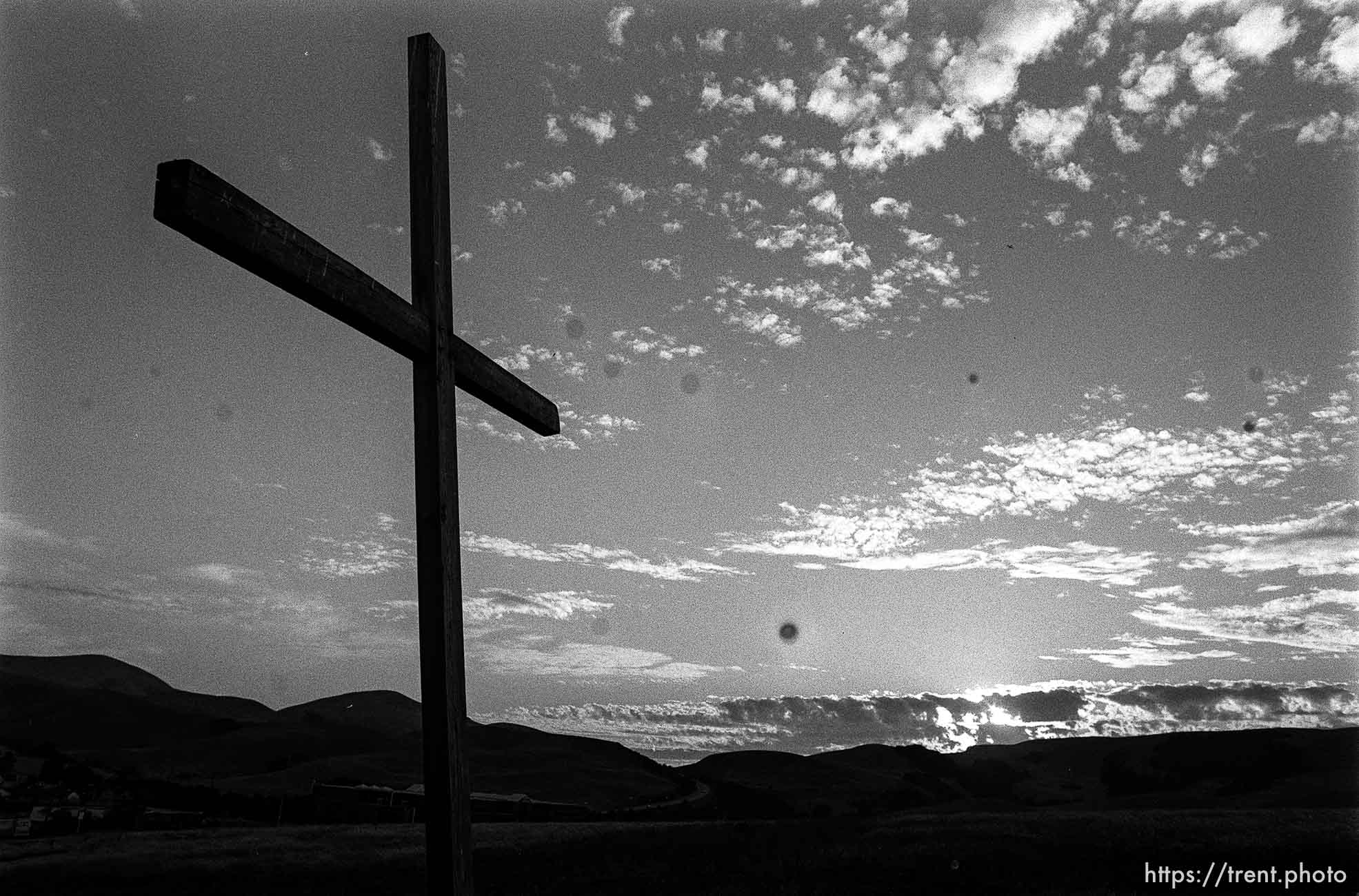 cross and sunset (complete with spots on neg).