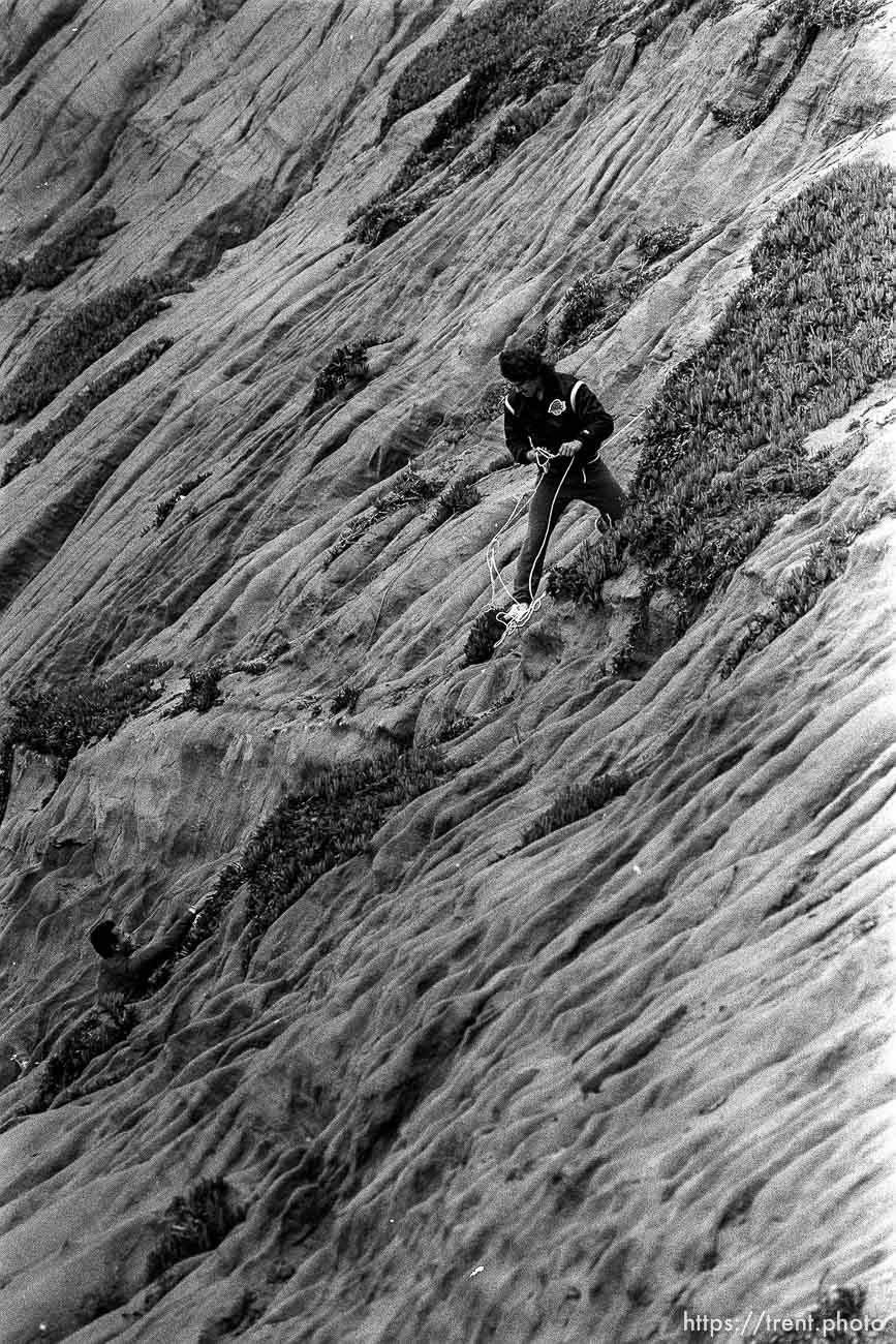 Rescue of climber from cliff at Fort Funston.