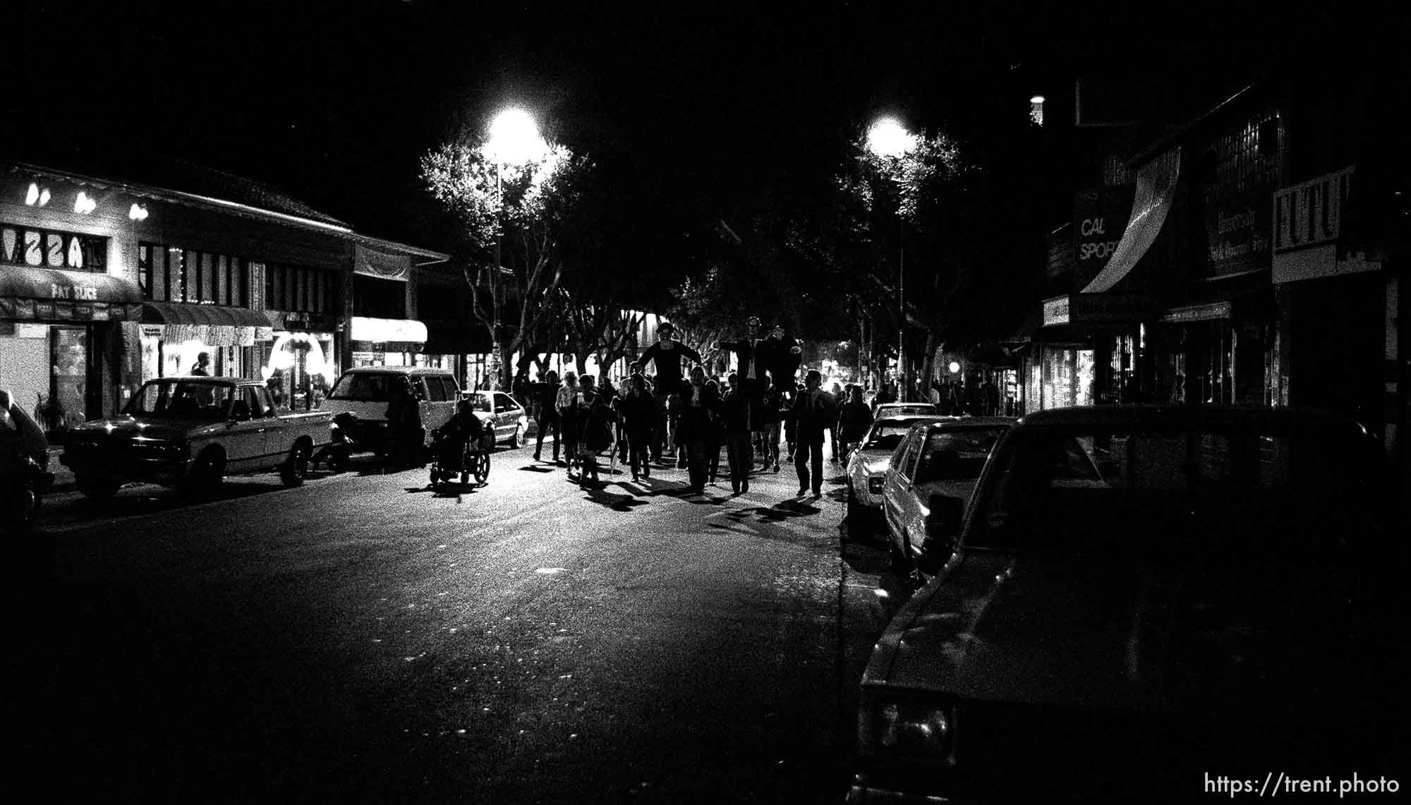 Anti- George Bush protest on Halloween night on Telegraph Avenue.