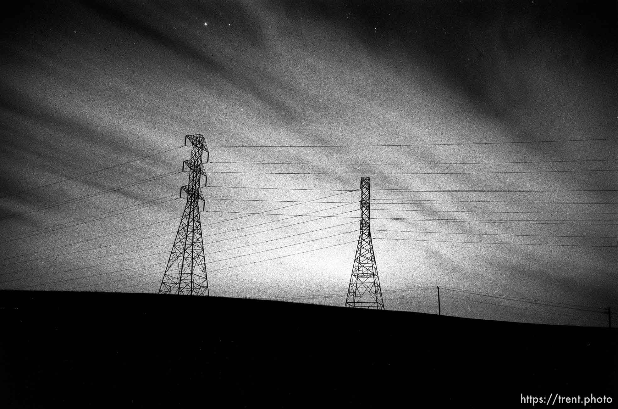 powerlines on Dougherty Road at night.