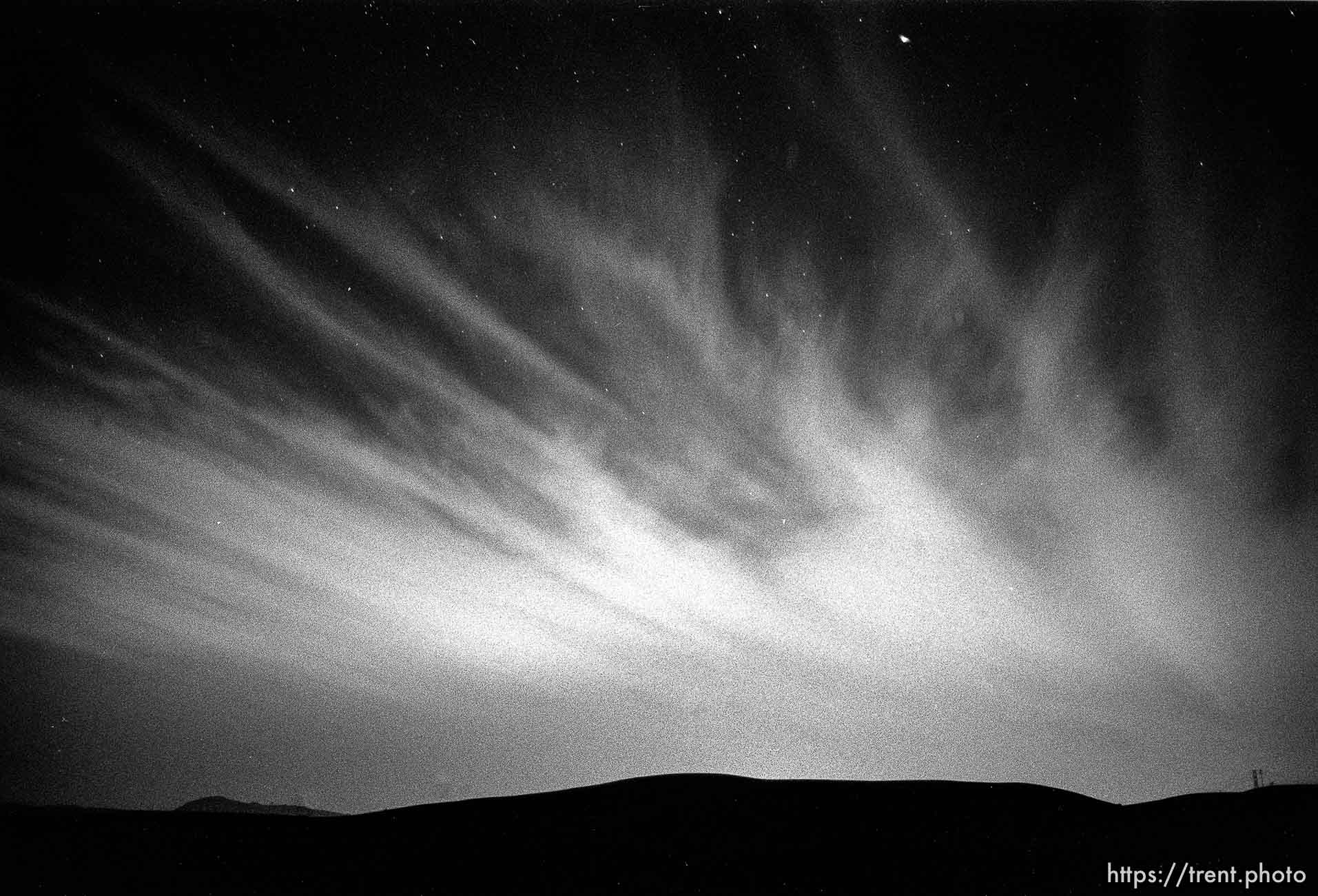 stars, hills and clouds at night, probably from Dougherty Road.