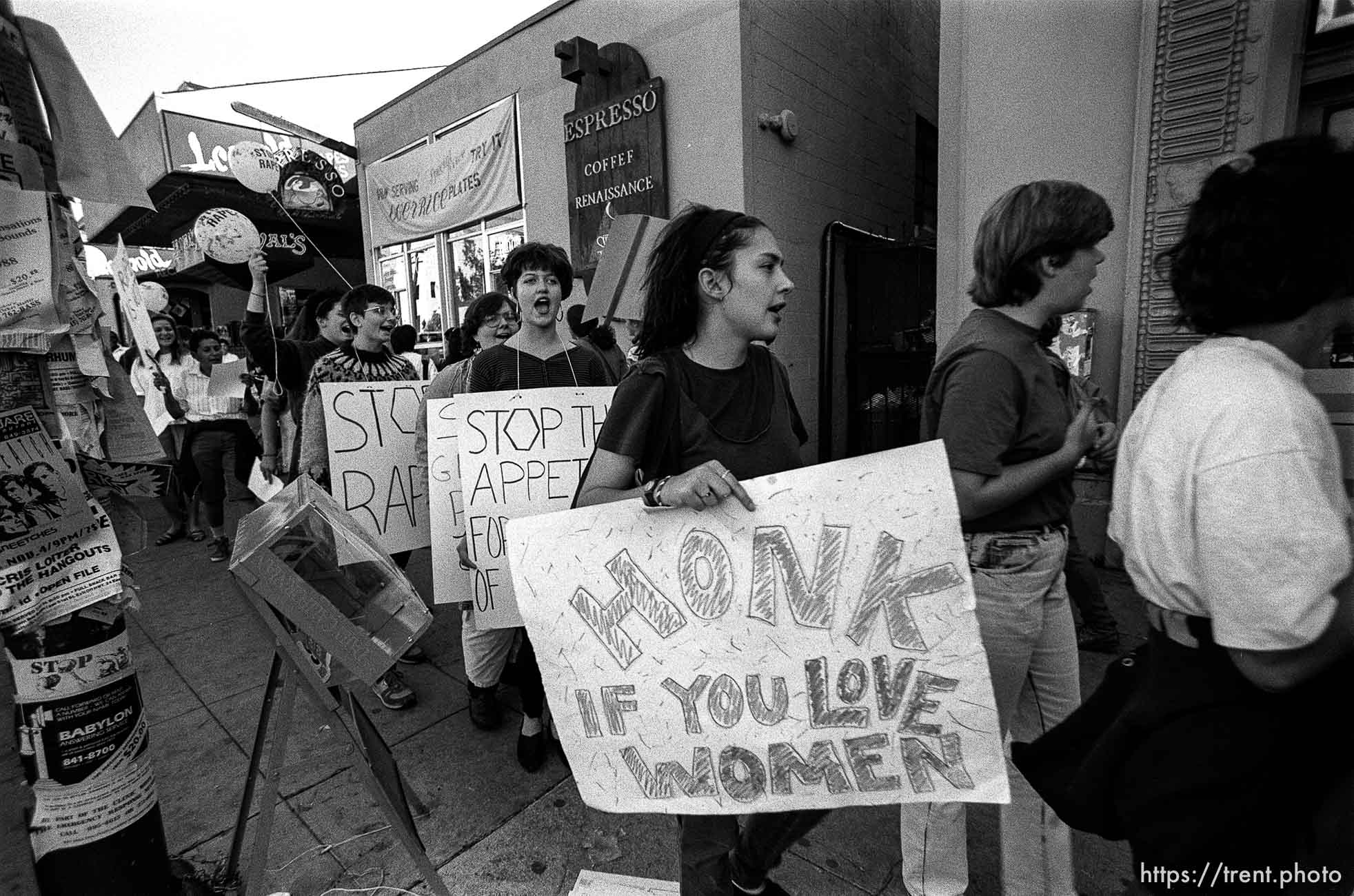 anti-Guns & Roses protest outside of Tower Records.