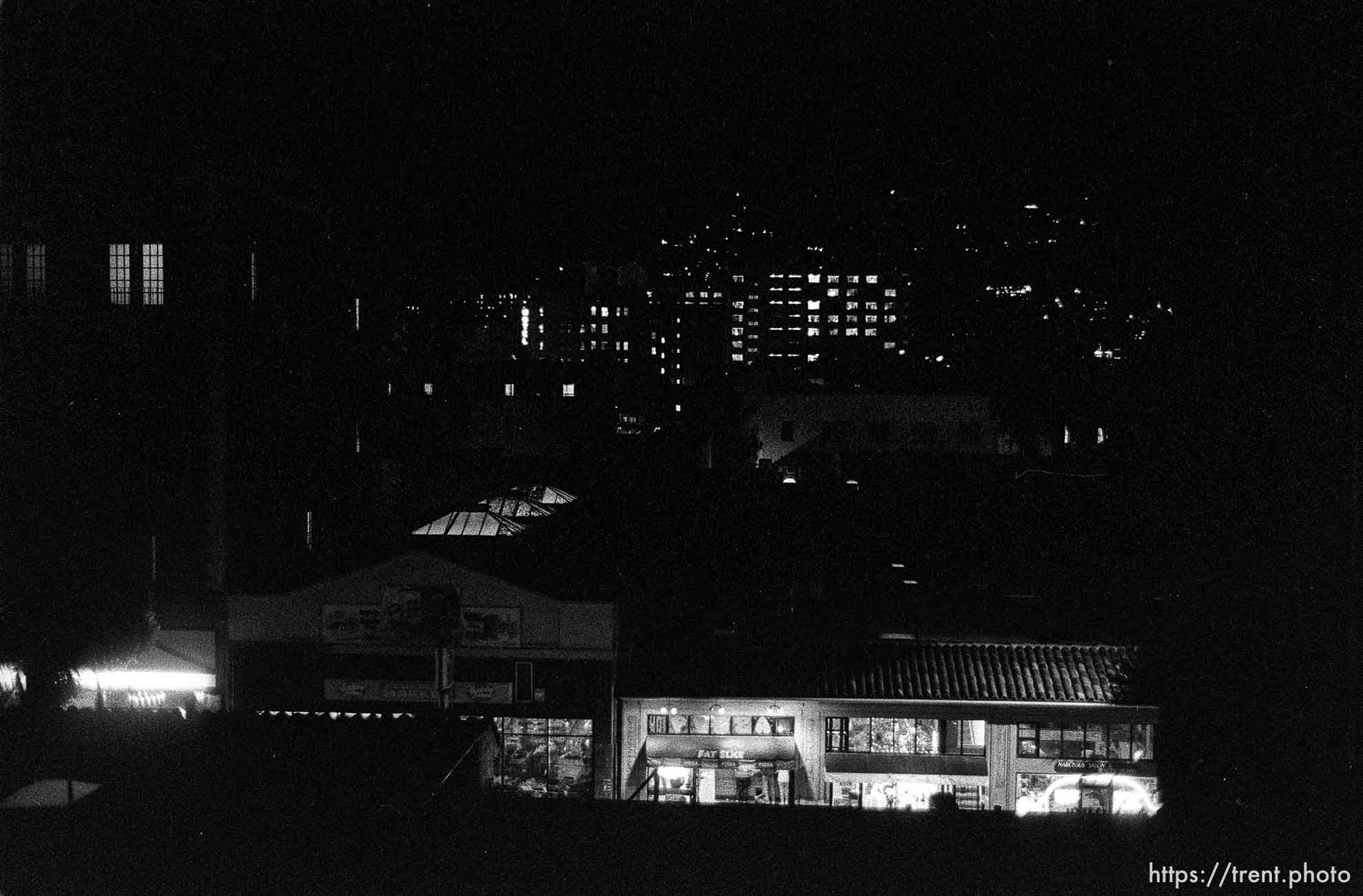 Night view of Telegraph Avenue from the parking garage.