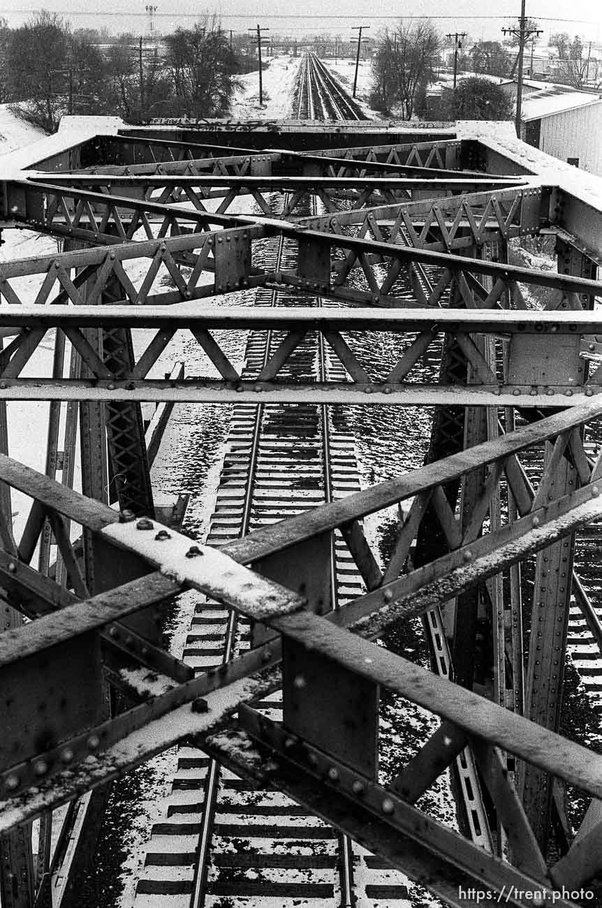 The Train Bridge, in winter with snow.