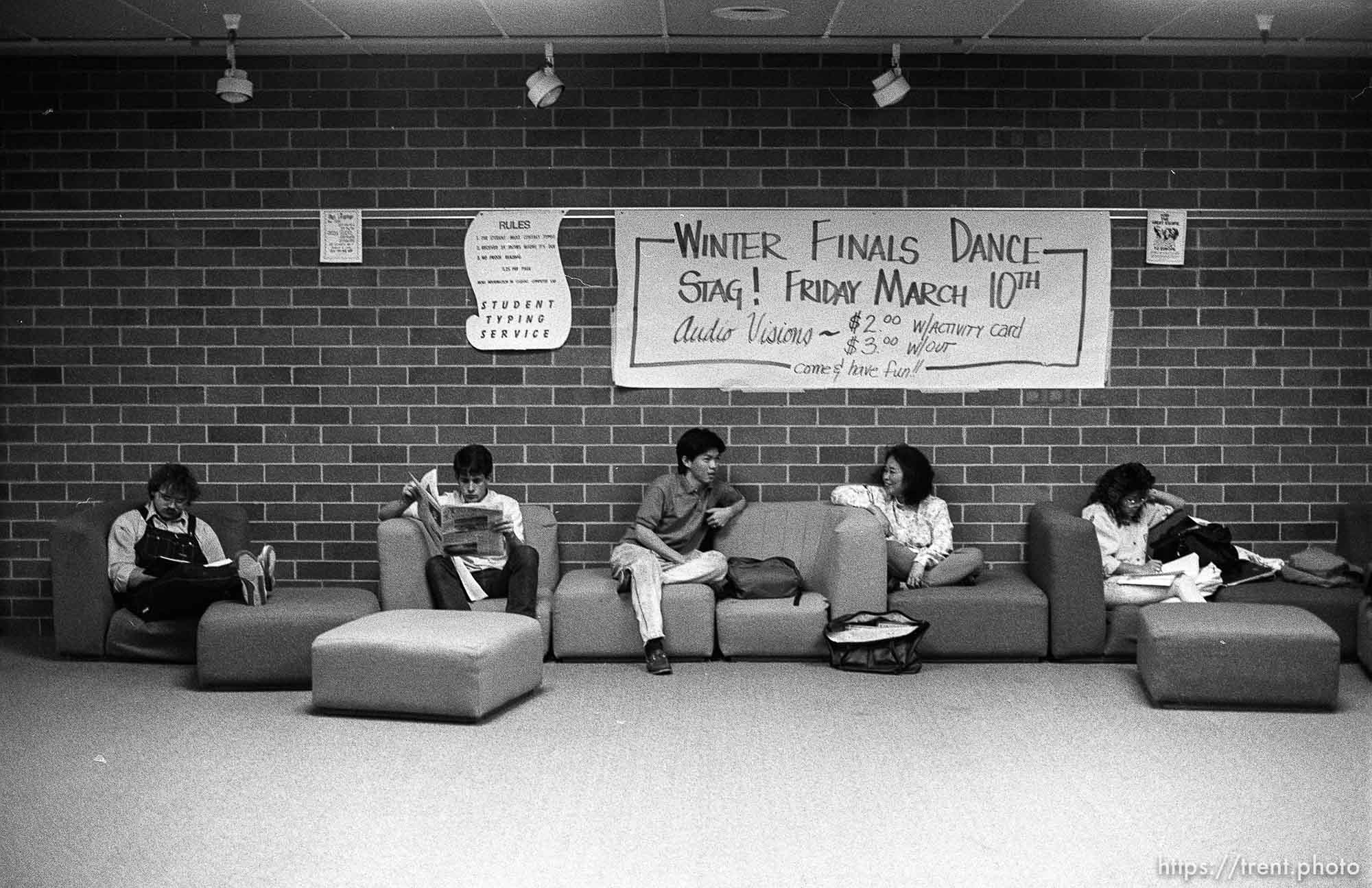 Students studying in hallway at Utah Valley Community College.