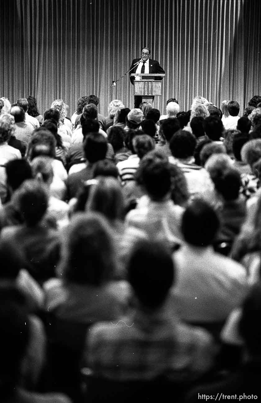 Jaime Escalante speaking at Utah Valley Community College.