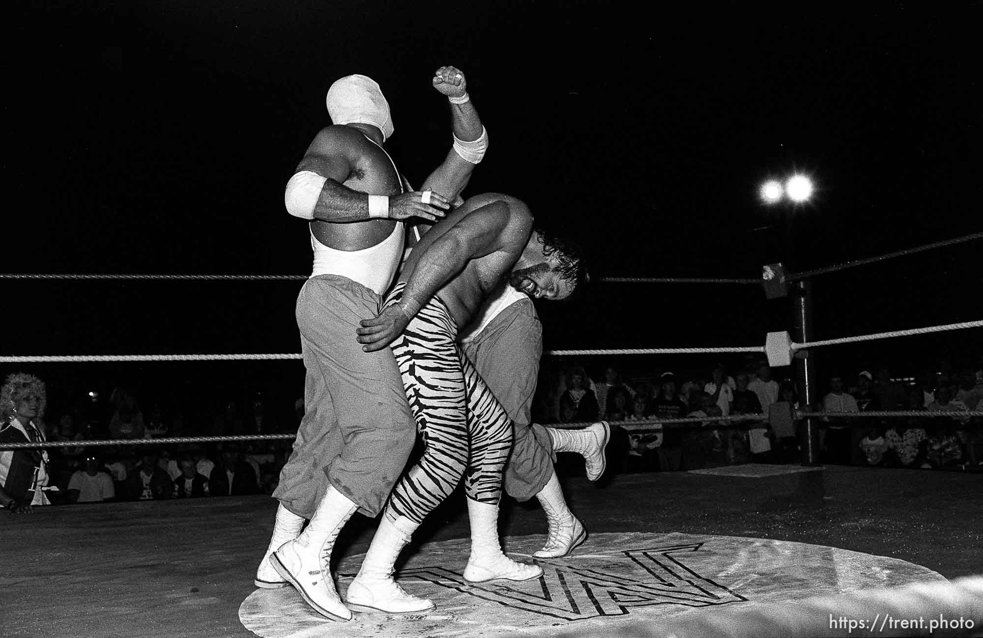 Action at professional wrestling match.