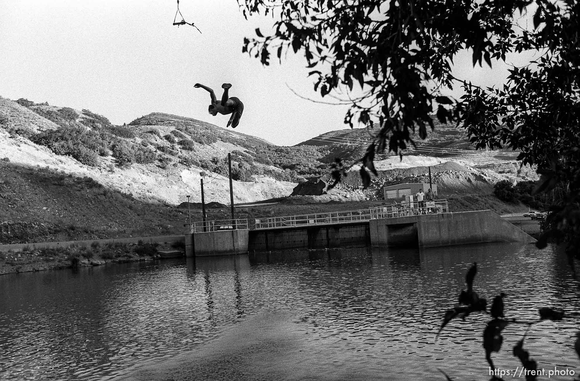 Trent Nelson on a rope swing.