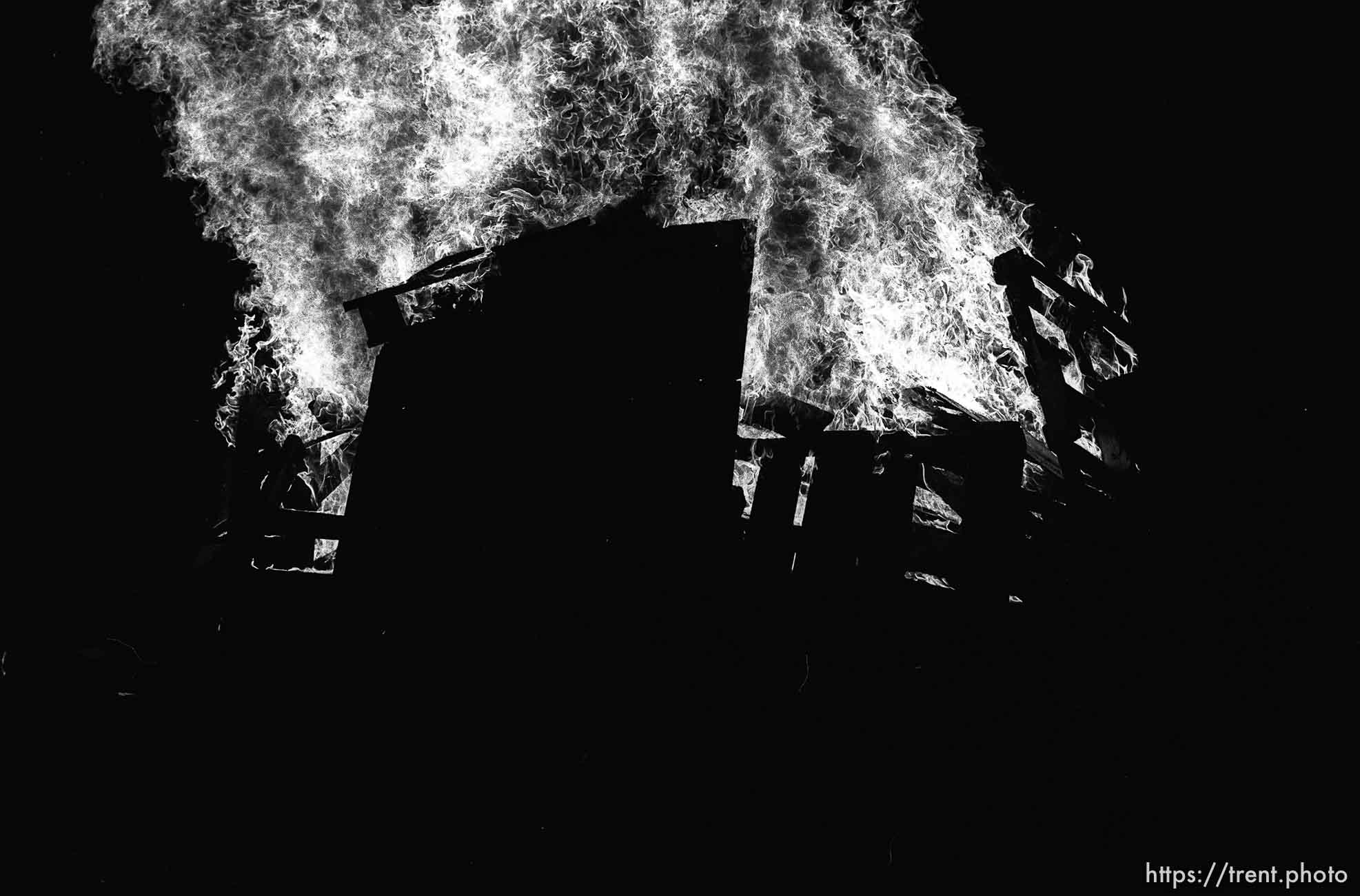 Pep rally bonfire at Provo High School.