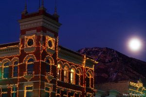 Downtown Provo lit up for Christmas.