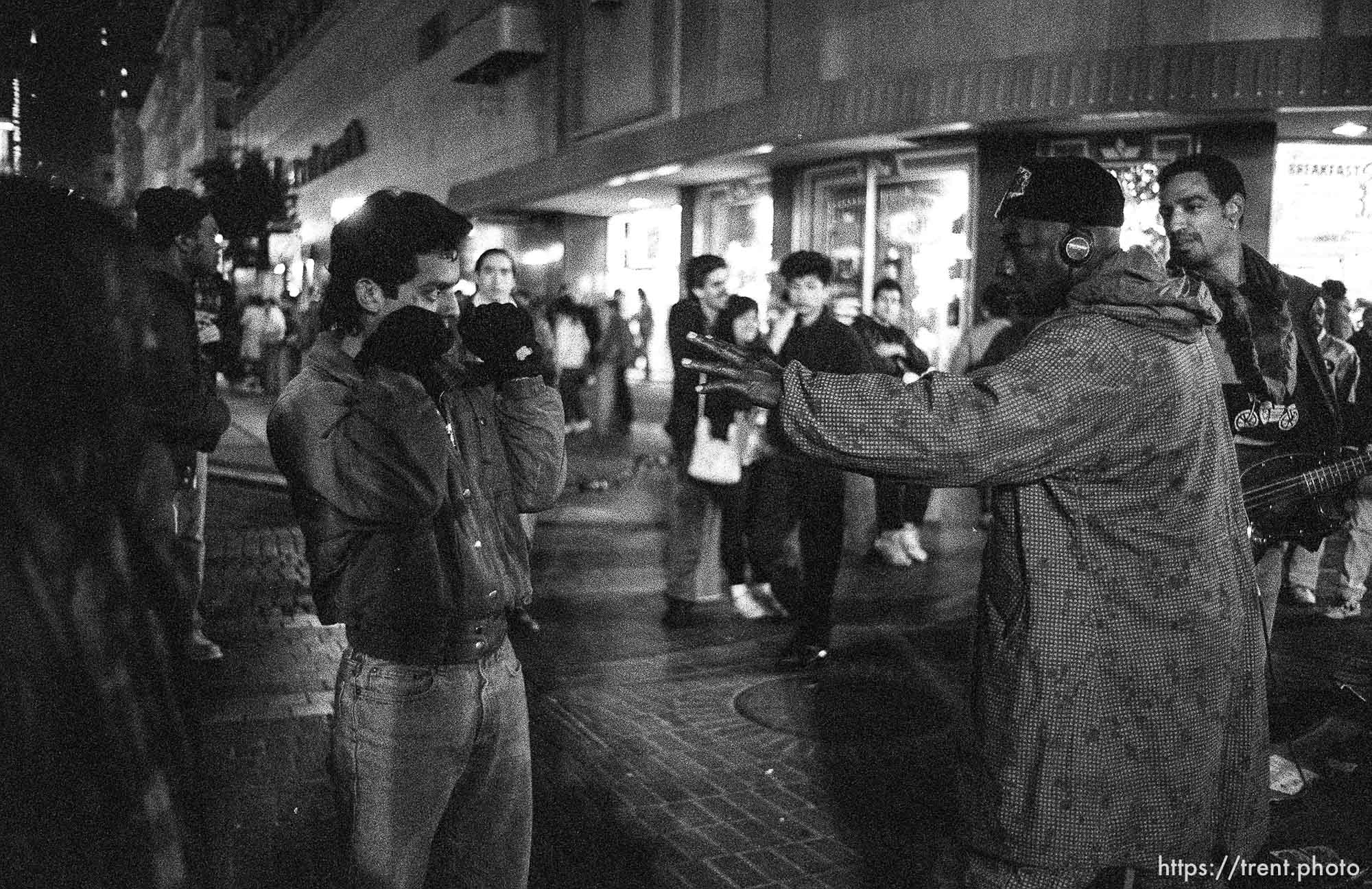 Almost a fight on Market Street at night.