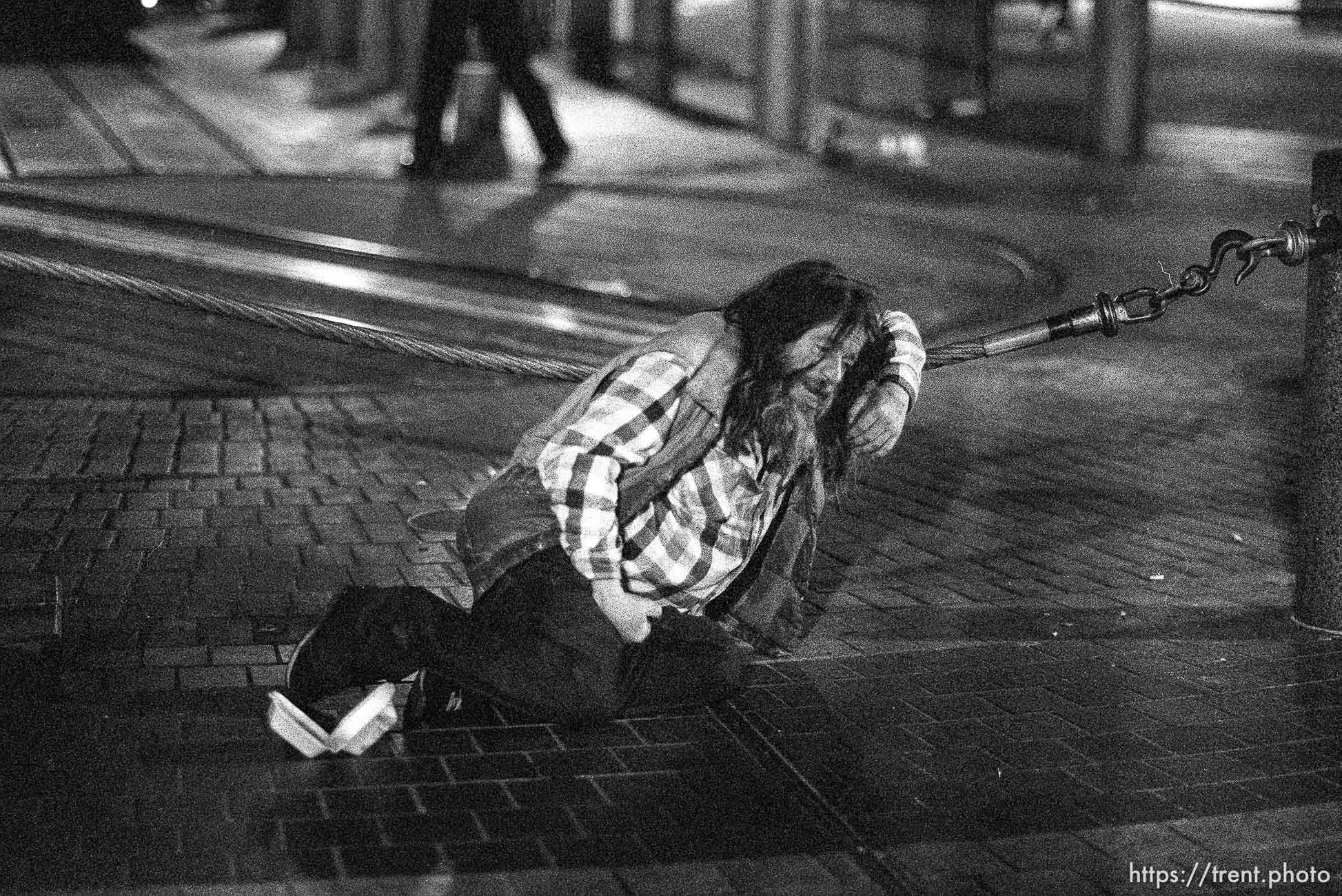 Drunk on Market Street at night.