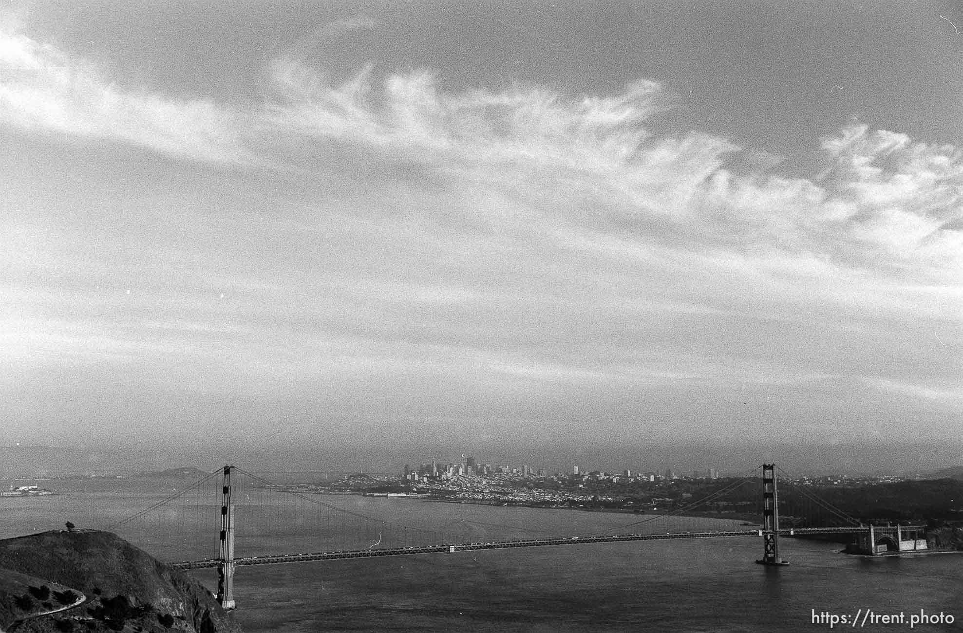 View of Golden Gate Bridge and San Francisco.