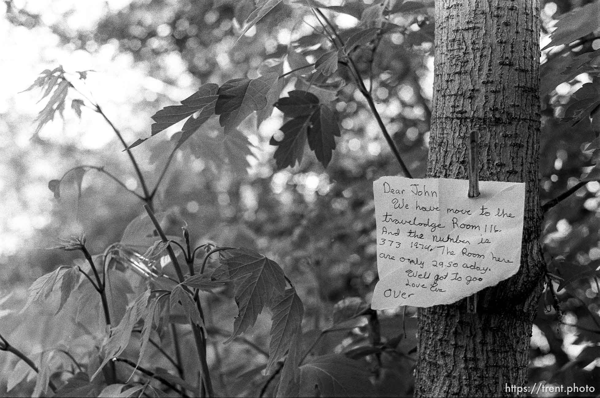 Note at hobo camp.