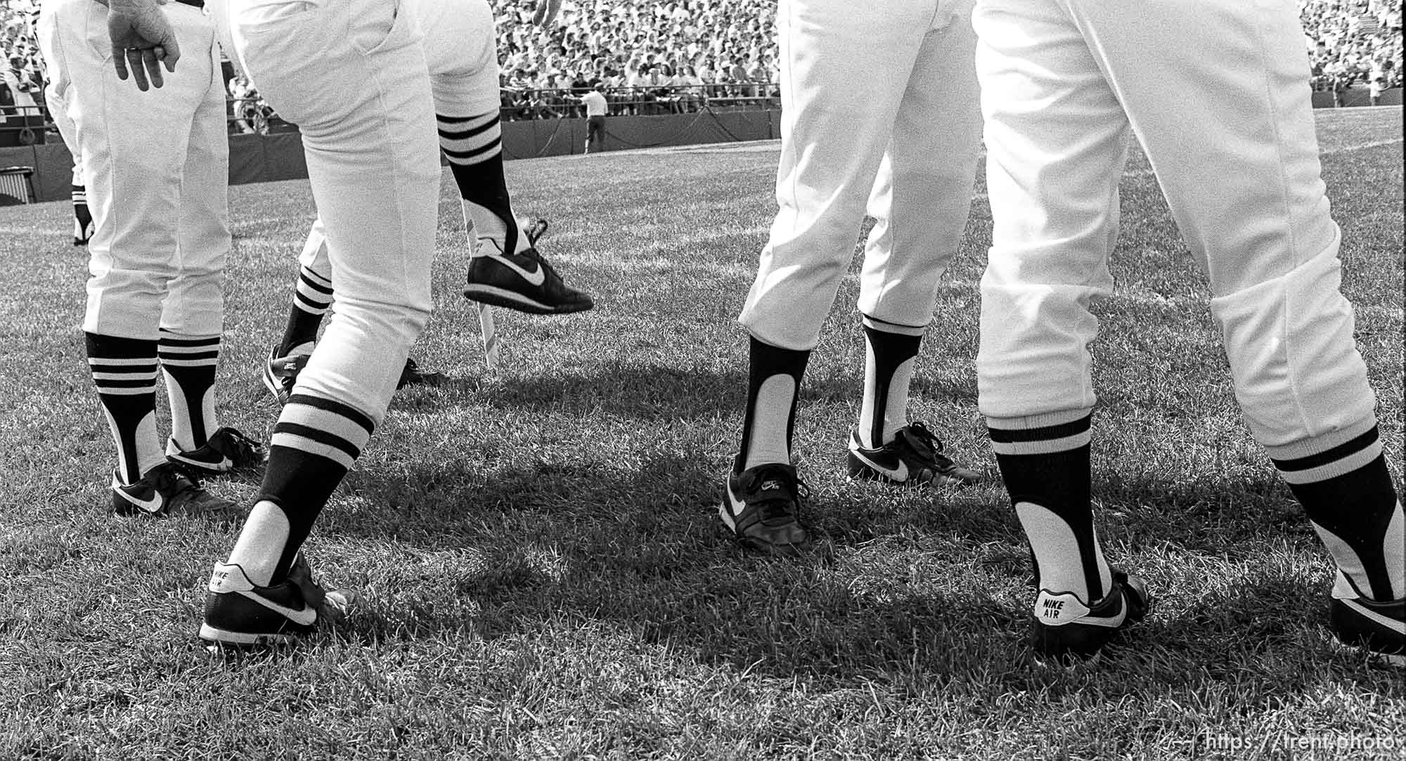 Referees' legs at BYU vs. Washington State football game.