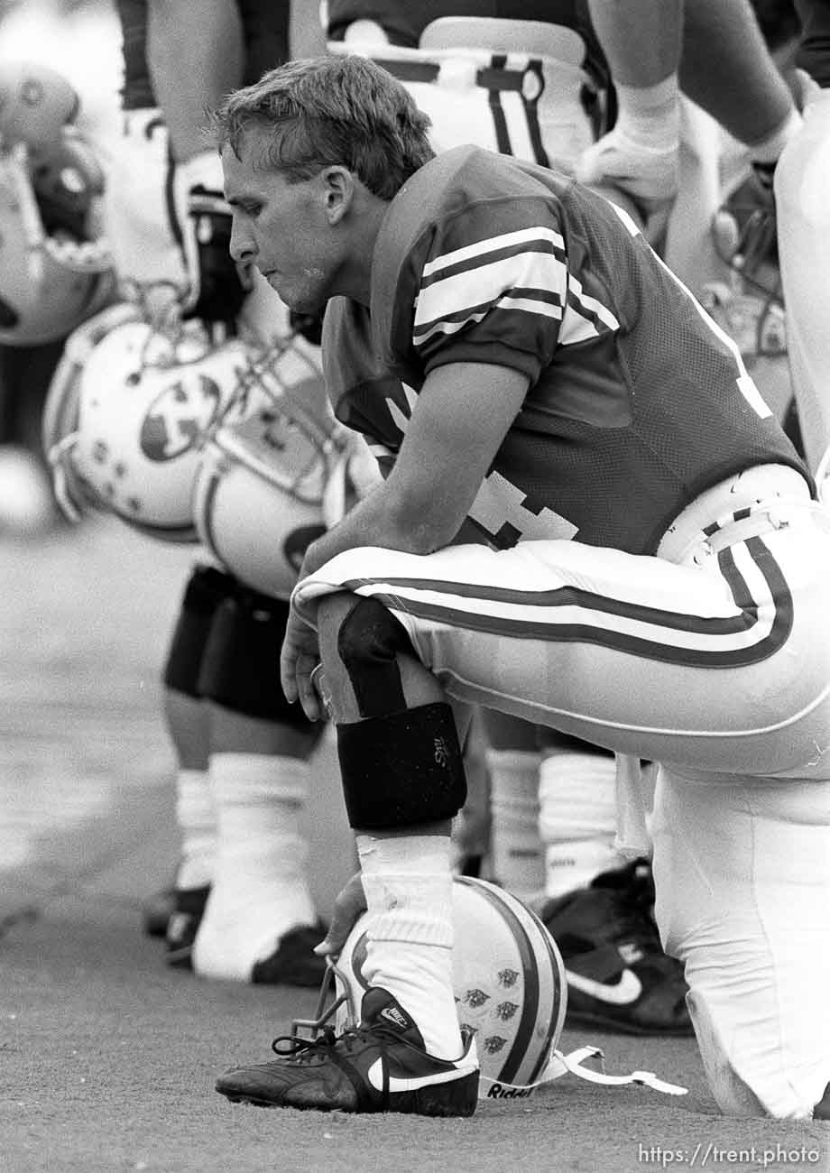 Ty Detmer on the sideline at BYU vs. Washington State football.