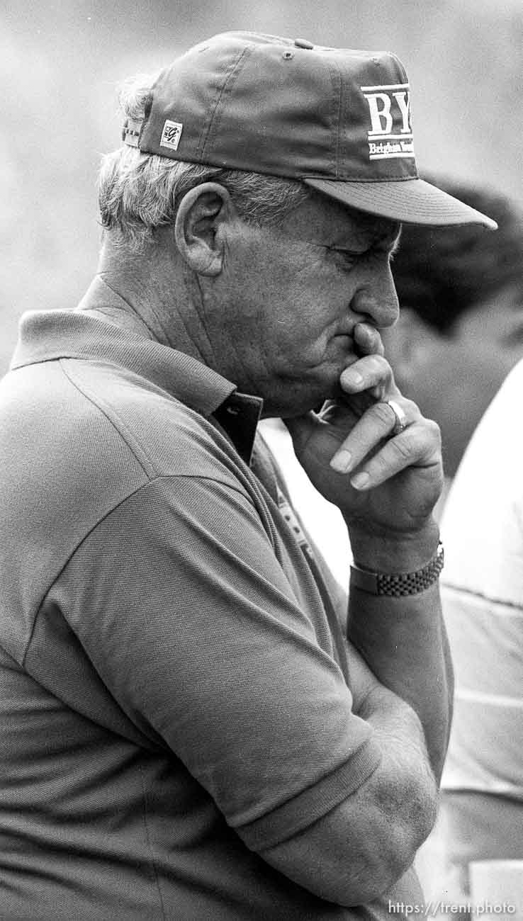 BYU coach LaVell Edwards at BYU vs. Washington State football.