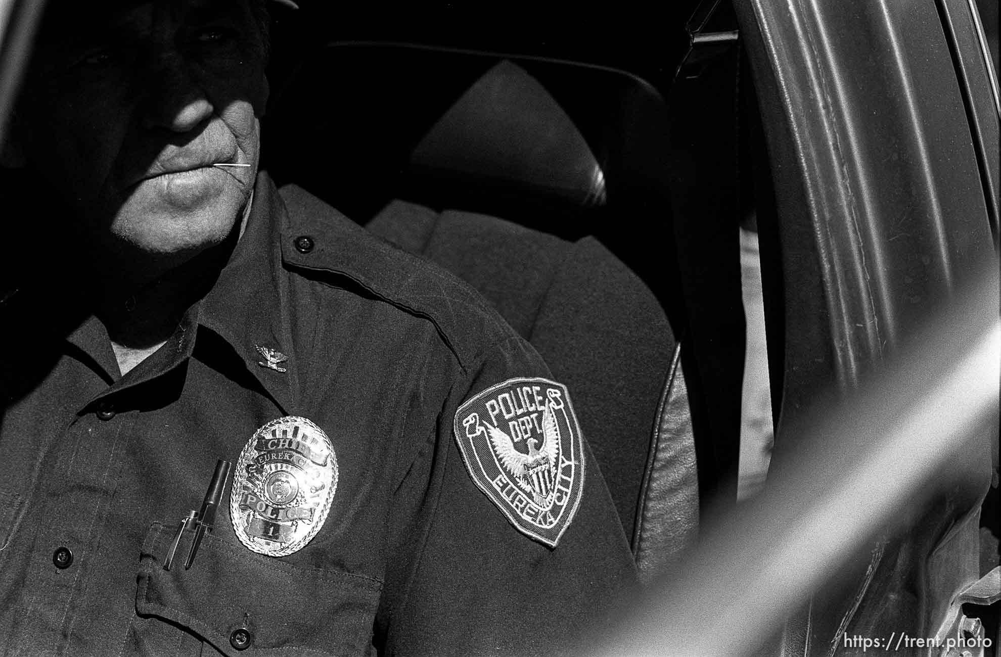 Eureka Police Chief Fullmer in his squad car.