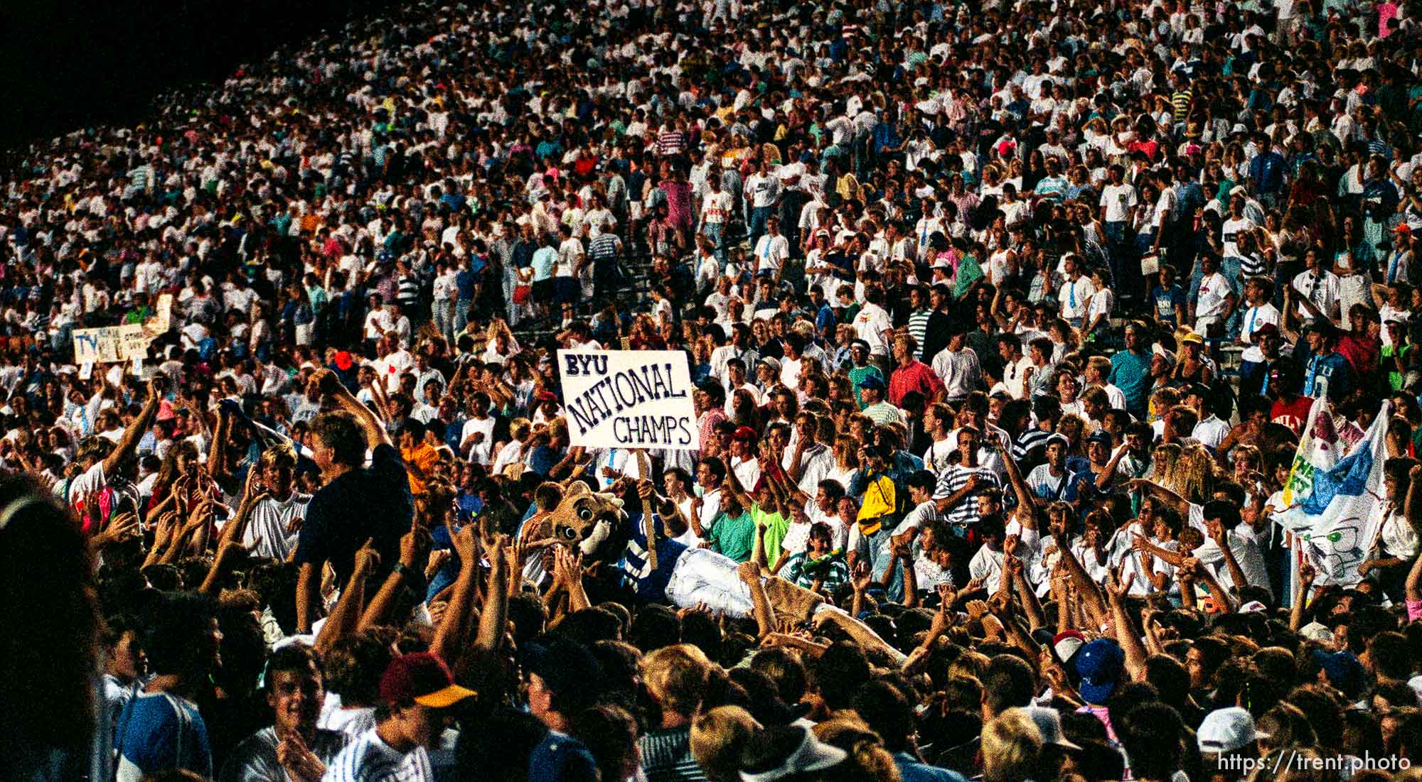 Celebration at BYU vs. Miami. BYU won.