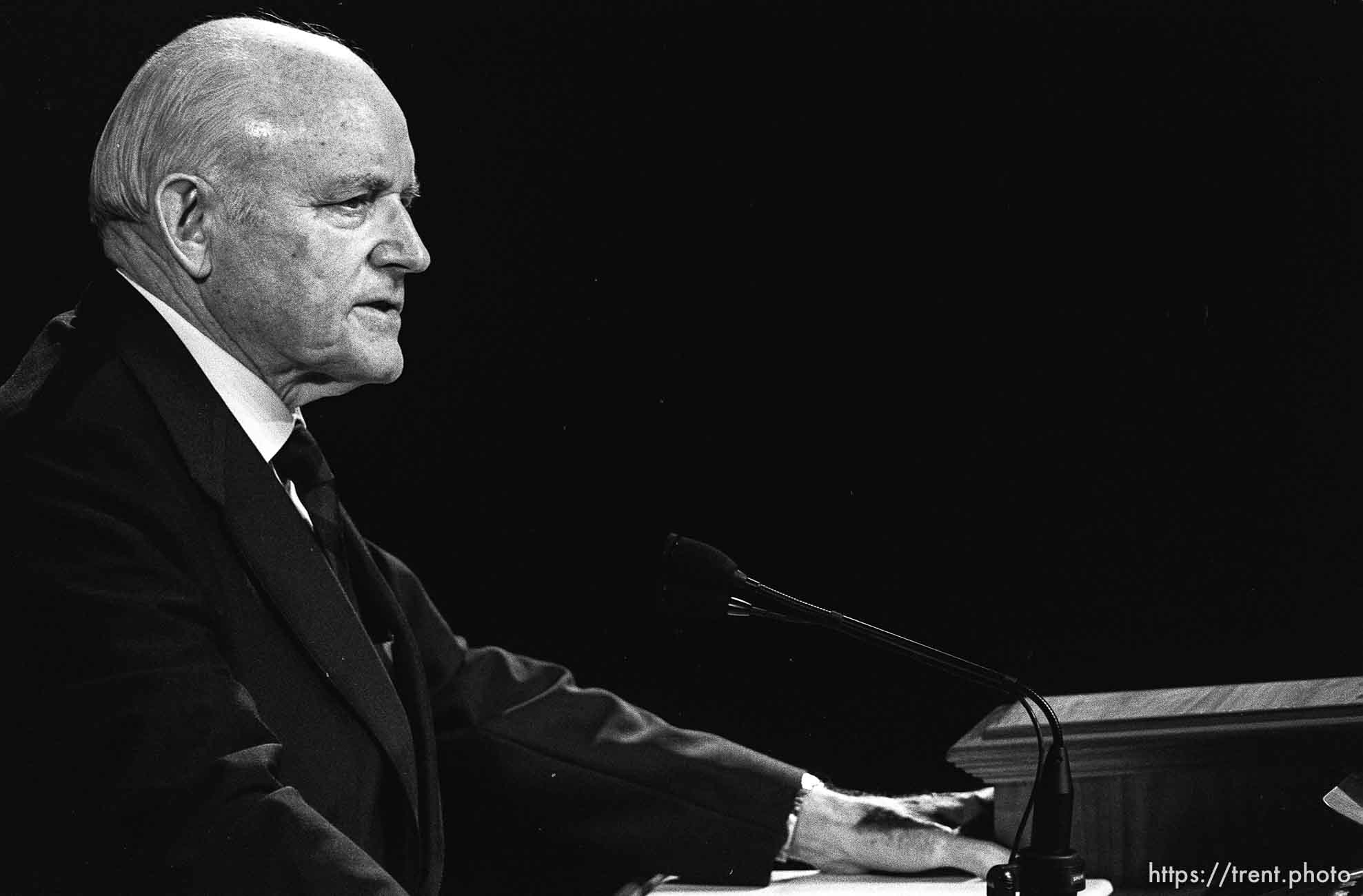 Howard W. Hunter at LDS General Conference.