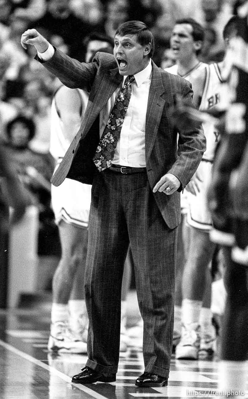 BYU basketball coach Roger Reid at BYU vs. Arizona State.