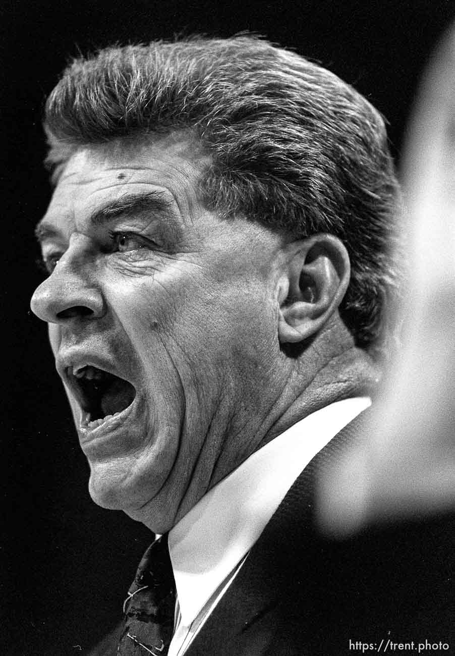 Detroit coach Chuck Daly at Jazz vs. Detroit Pistons.