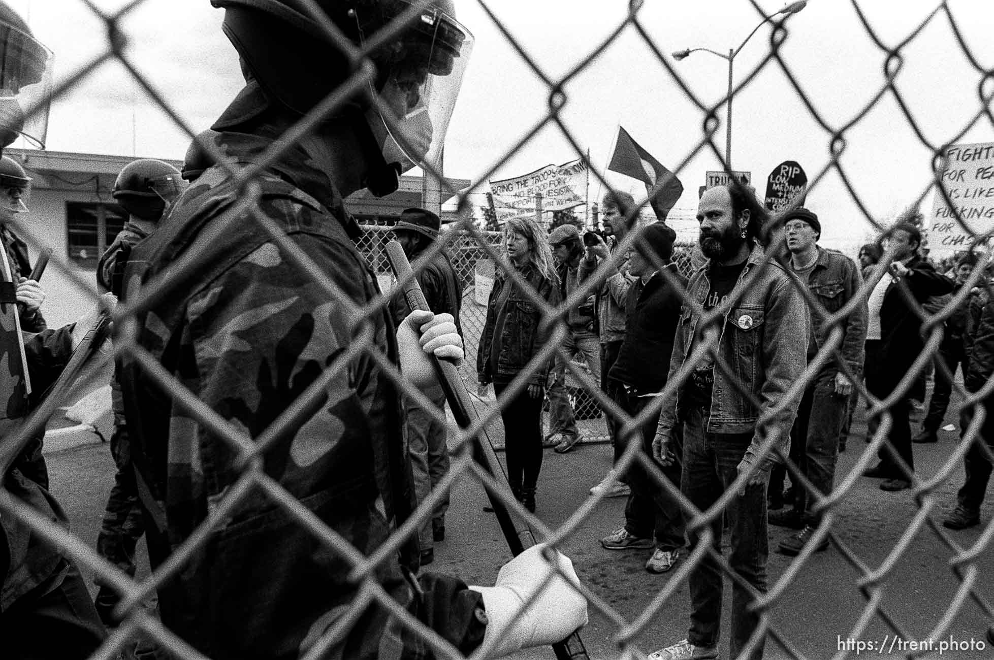 Standoff with soldiers at Gulf War protest at the Concord Naval Weapons Station.