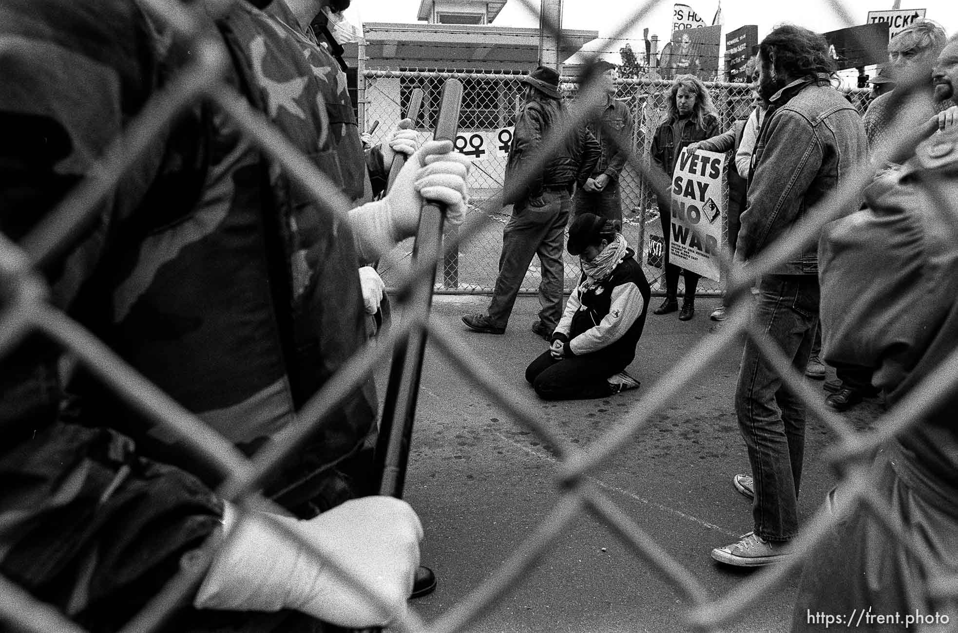 Standoff with soldiers at Gulf War protest at the Concord Naval Weapons Station.