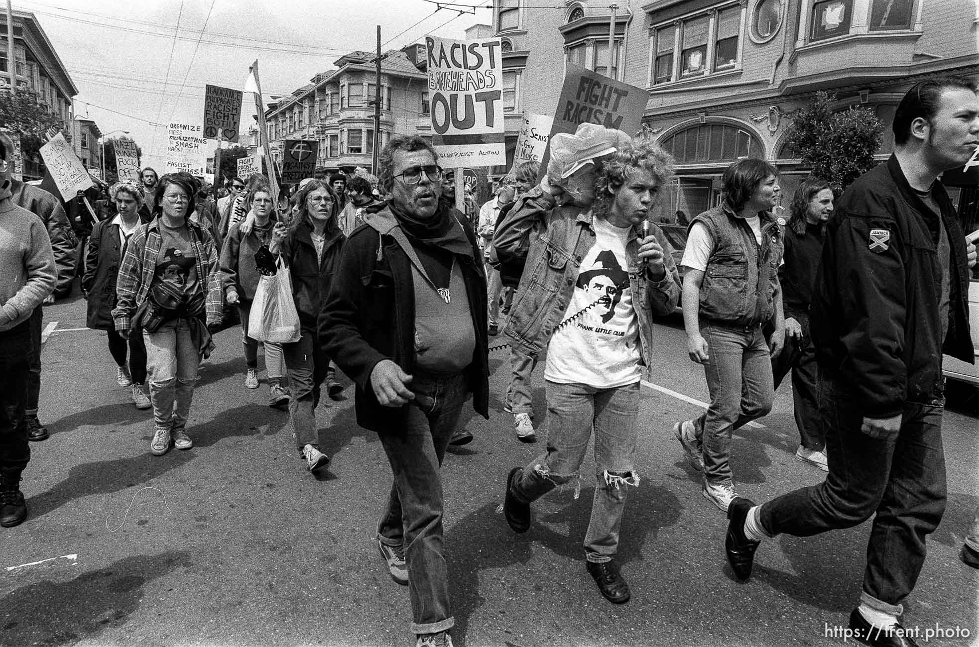 Marchers at anti-racist skinhead rally