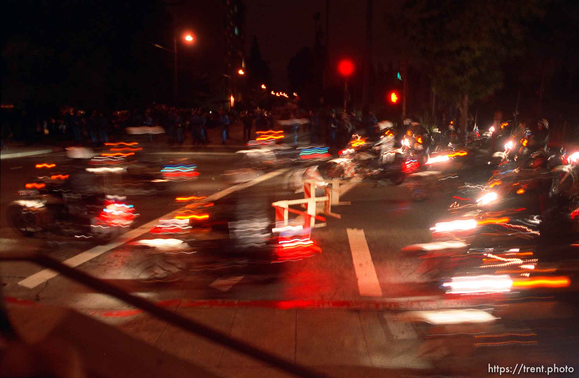 Police on motorcycles during riots and protests.