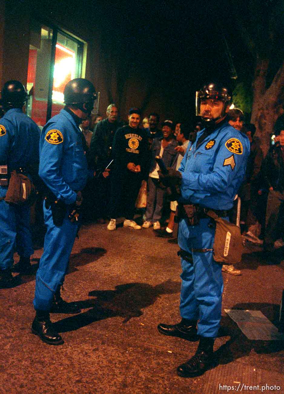 Police in riot gear during riots and protests.