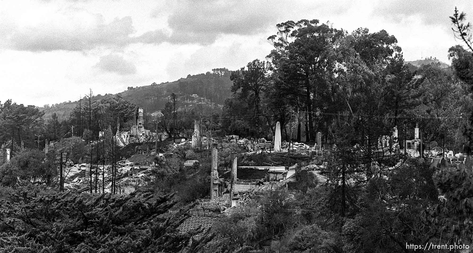 Remains of homes after the Oakland Hills Fire.