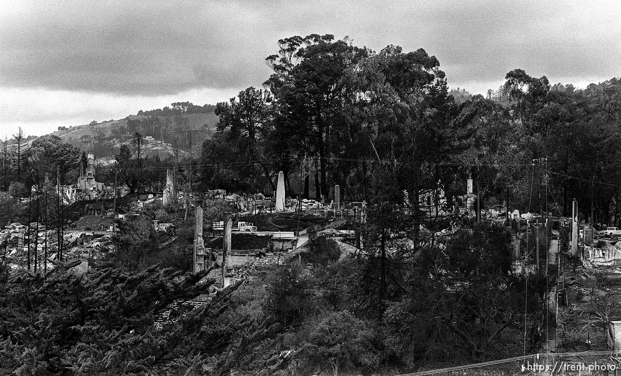 Remains of burned homes after the Oakland Hills Fire.