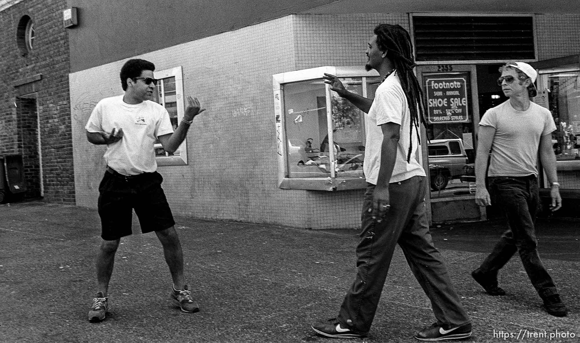 Two guys almost fighting