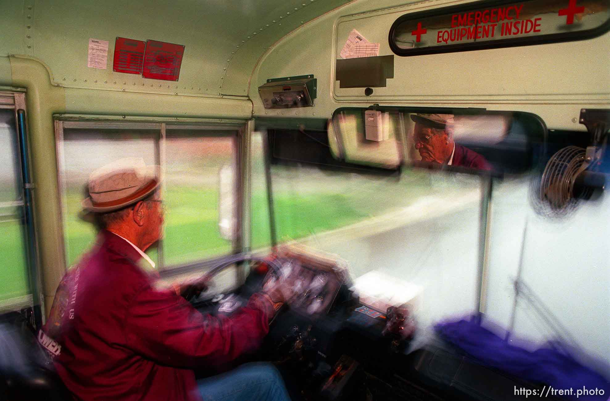 Bus driver on school bus.