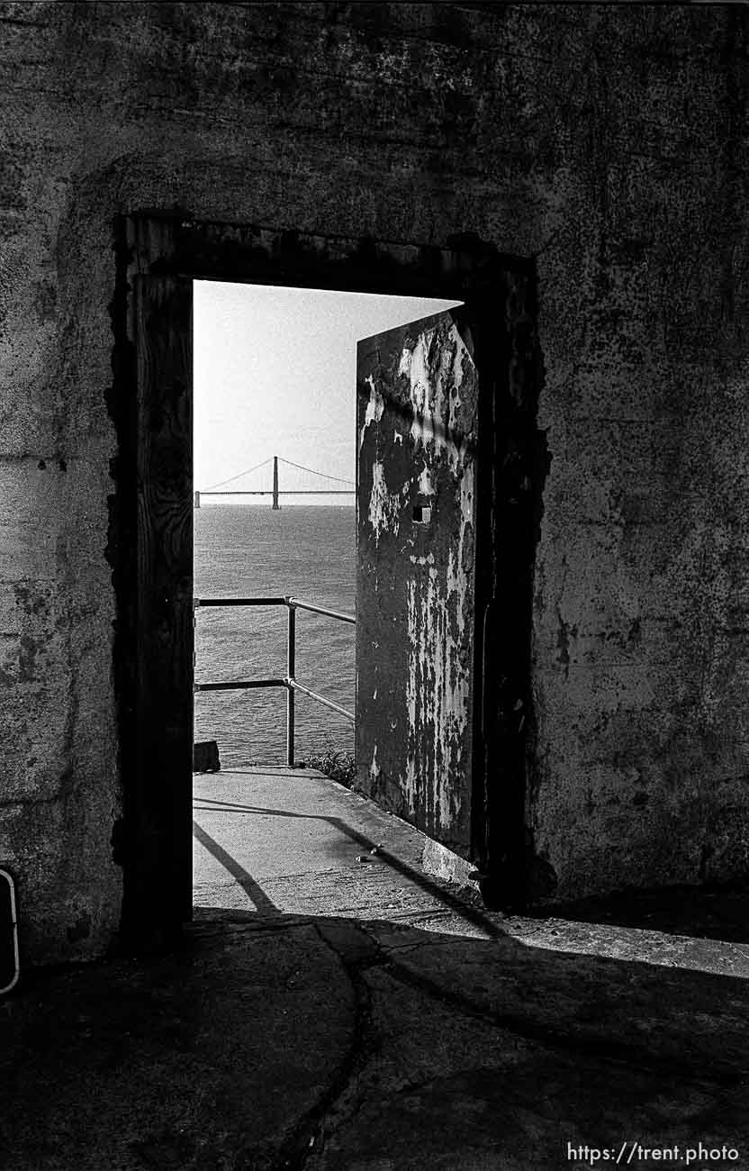 Doorway and Golden Gate Bridge at Alcatraz