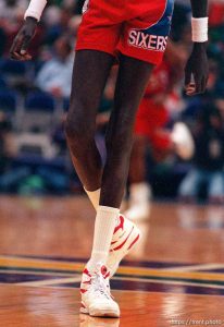 Manute Bol (his legs)at Utah Jazz vs. Philadelphia 76ers.