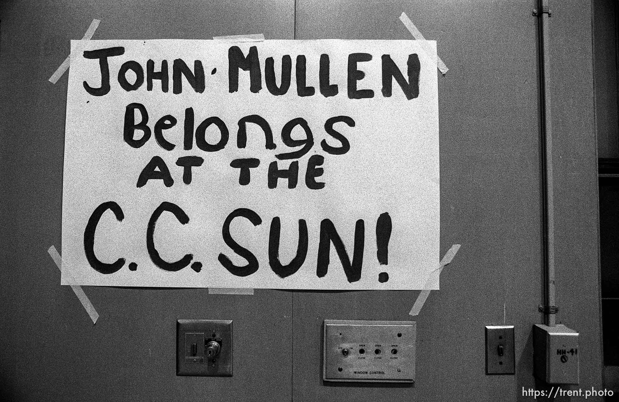 Signs and petition supporting John Mullen