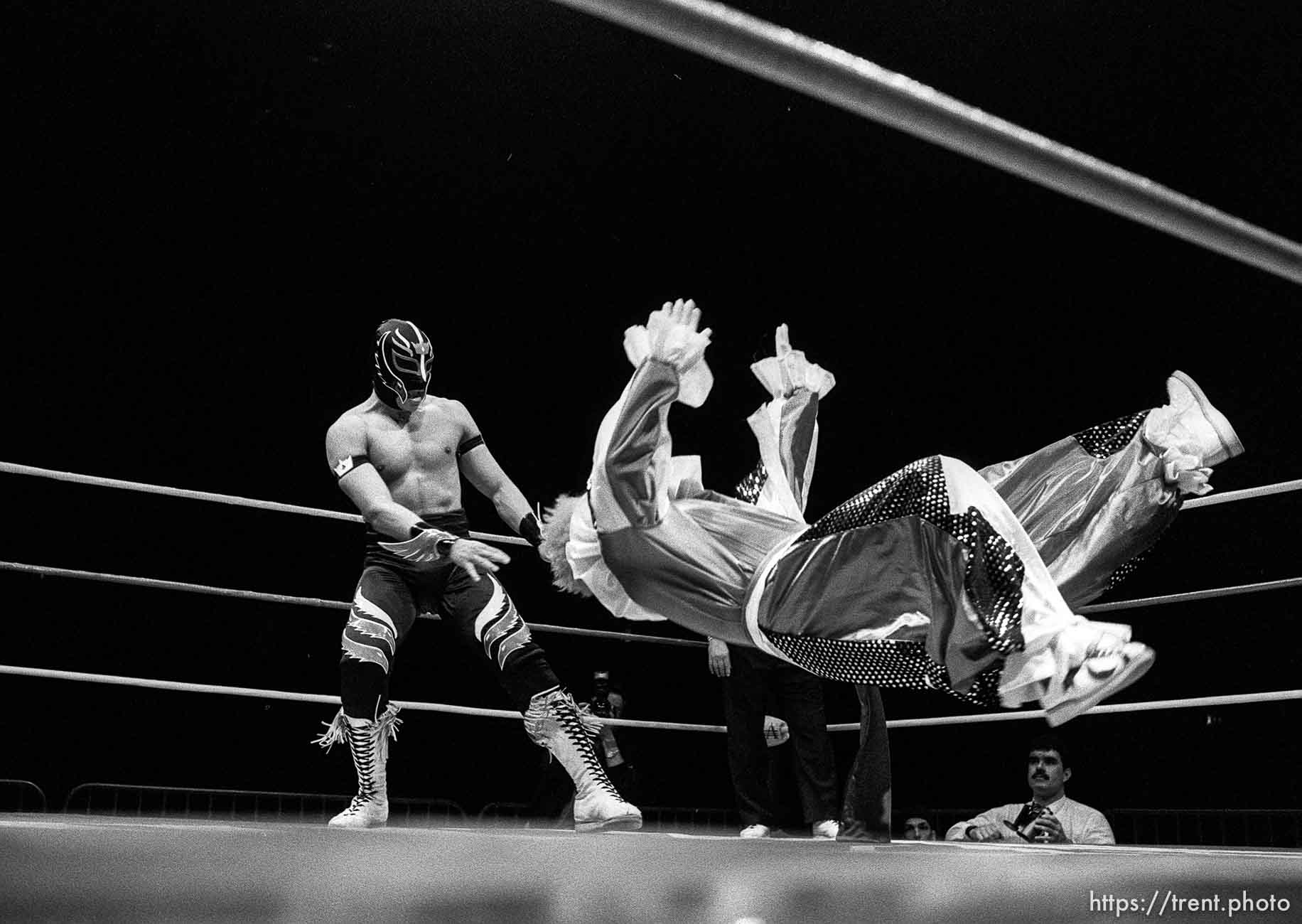 Wrestling action at Luche Libre pro-wrestling.