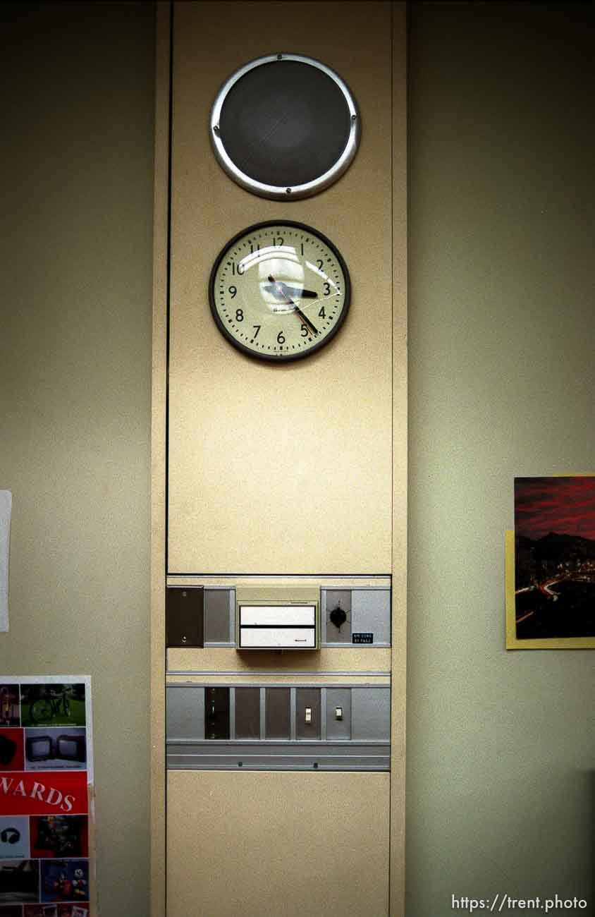 Clock and intercom at Pine Valley Intermediate School.