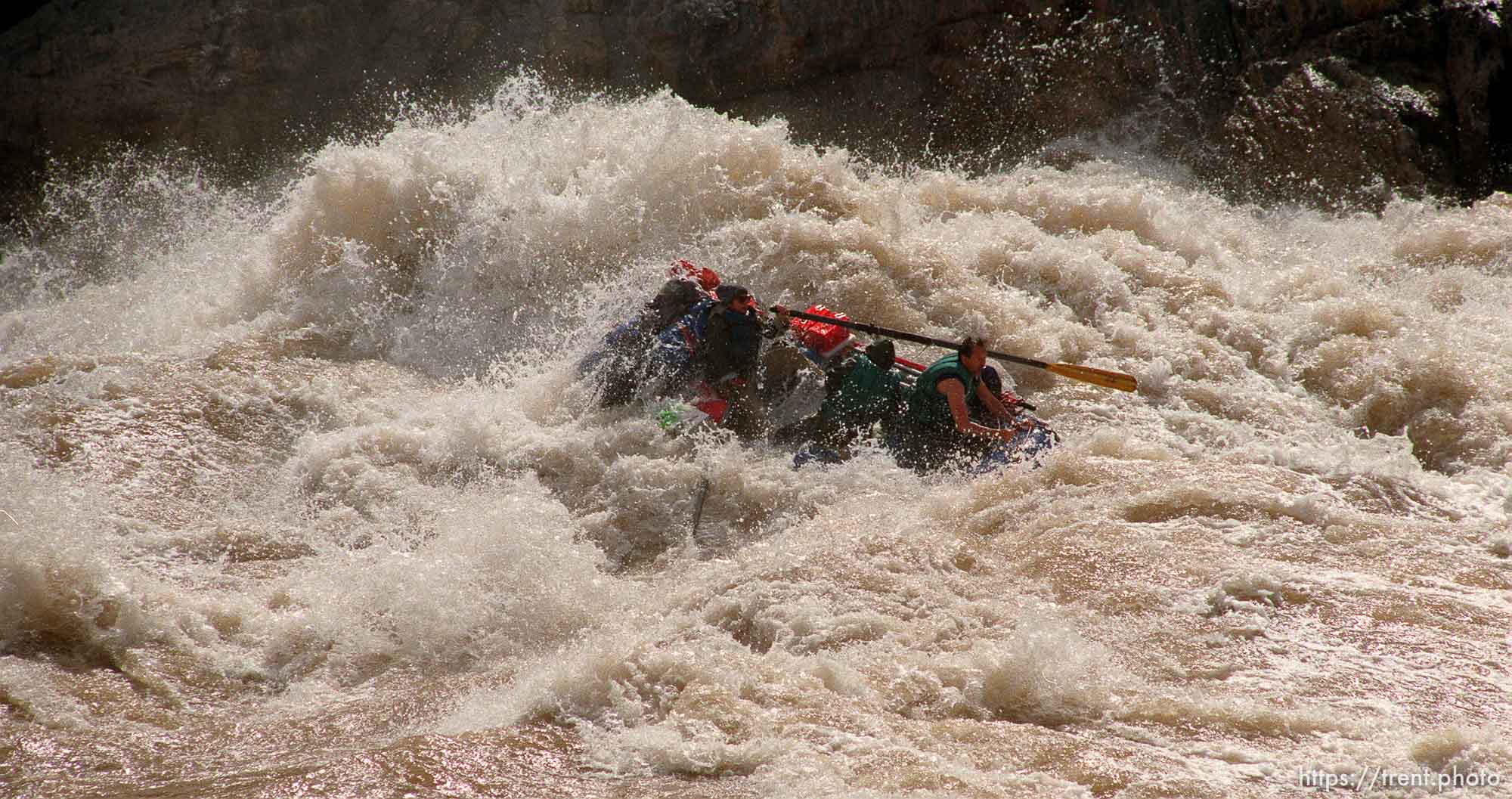 Raft in Crystal Rapid. Grand Canyon flood trip.